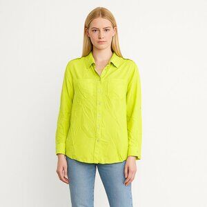 2/$30 Chico's Button-Down Shirt Long Sleeve Apple Green 12 #BAG5